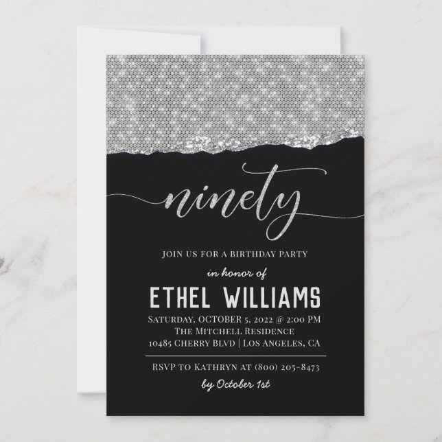 Ninety Diamond Birthday Invitation (Front)