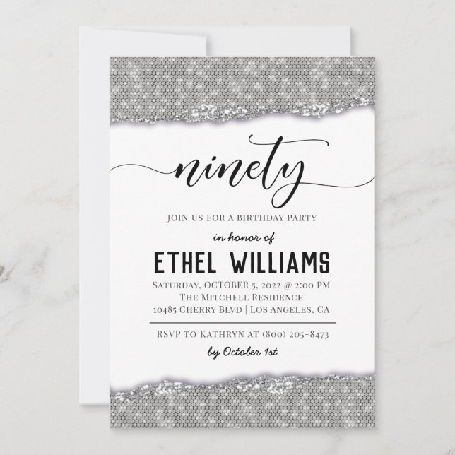 Ninety Diamond Birthday Invitation (Front)