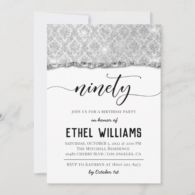 Ninety Diamond Birthday Invitation (Front)