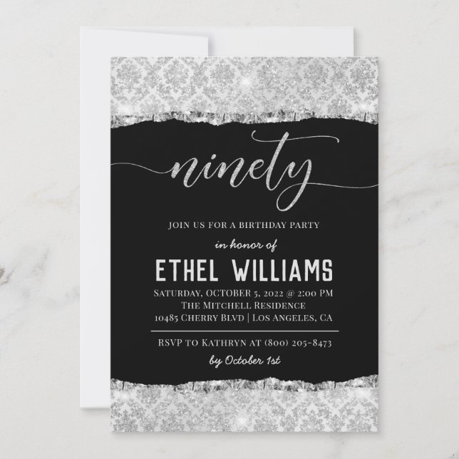 Ninety Diamond Birthday Invitation (Front)