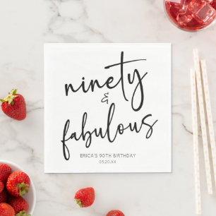 Ninety & Fabulous Minimal 90th Birthday Party Napkin