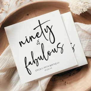 Ninety & Fabulous Minimal 90th Birthday Party Napkin