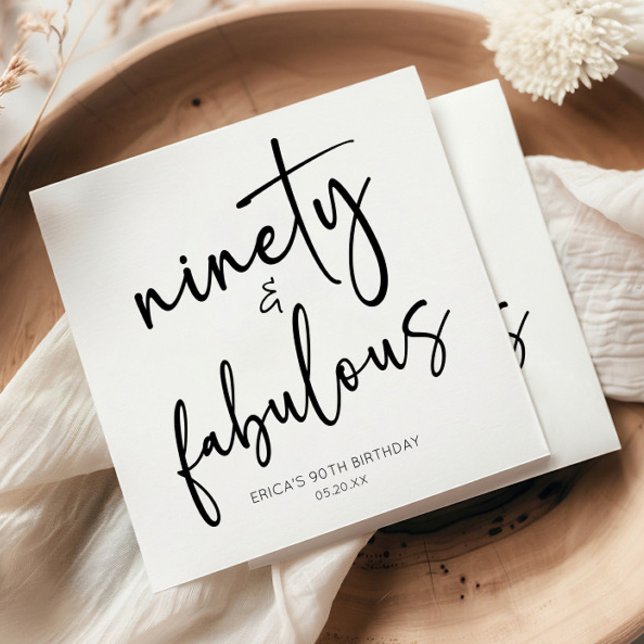 Ninety & Fabulous Minimal 90th Birthday Party Napkin (Creator Uploaded)
