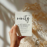 Ninety | Modern 90th Black & White Birthday Party Invitation Postcard<br><div class="desc">This modern, black and white, 90th birthday party invitation features classy modern typography. The word "ninety" appears in script style calligraphy. Perfect for setting the stylish tone for a wonderful, ninetieth birthday party celebration. The colour scheme of the invite is easy to customise - both the background and the typography...</div>