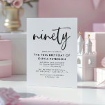 Ninety | Modern 90th Black & White Birthday Party Magnetic Invitation<br><div class="desc">This modern, black and white, 90th birthday party invitation features classy modern typography. The word "ninety" appears in script style calligraphy. Perfect for setting the stylish tone for a wonderful, ninetieth birthday party celebration. The colour scheme of the invite is easy to customise - both the background and the typography...</div>