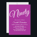 Ninety Modern Script Dark Pink 90th Birthday Party Invitation<br><div class="desc">Simply Modern 90th Birthday Party Invitation Dark Pink Personalise this elegant Dark Pink birthday party invitation with the name of the person celebrating a very special day in their life and customise all of the birthday party celebration details. A 90th birthday is a special milestone to celebrate. Mark the occasion...</div>