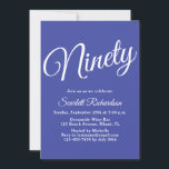 Ninety Modern Script Lavender 90th Birthday Party Invitation<br><div class="desc">Simply Modern 90th Birthday Party Invitation Lavender Personalise this elegant Lavender birthday party invitation with the name of the person celebrating a very special day in their life and customise all of the birthday party celebration details. A 90th birthday is a special milestone to celebrate. Mark the occasion by creating...</div>