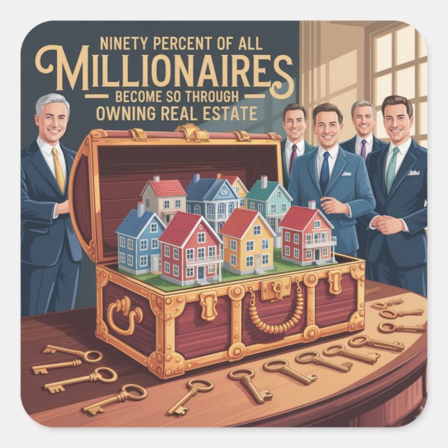 Ninety Percent Of All Millionaires Square Sticker (Front)