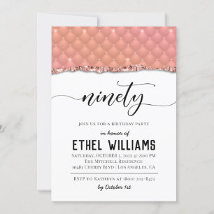 Ninety Rose Gold Birthday Invitation