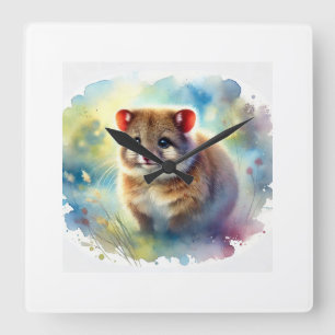 Ningaui in soft colors 201024AREF110 - Watercolor Square Wall Clock