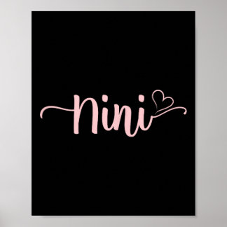 Nini Heart Xmas Grandma Women Mother's Day Christm Poster