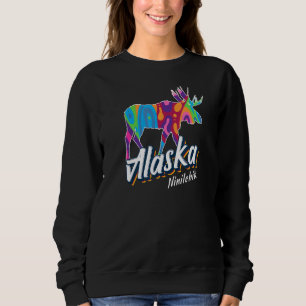 Ninilchik Alaska Usa Colourful Moose Art Vacation Sweatshirt