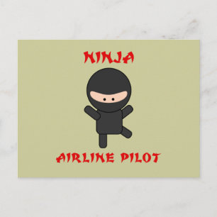 ninja airline pilot postcard
