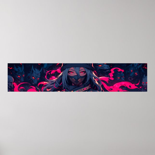 Ninja and her wolves anime art poster (Front)