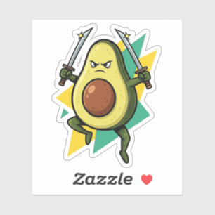 Ninja Avocado Cartoon – Funny Fruit Warrior Vector