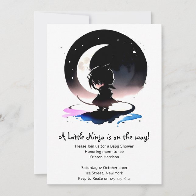 Ninja Baby Shower Adventure: Stealthy Invitation (Front)