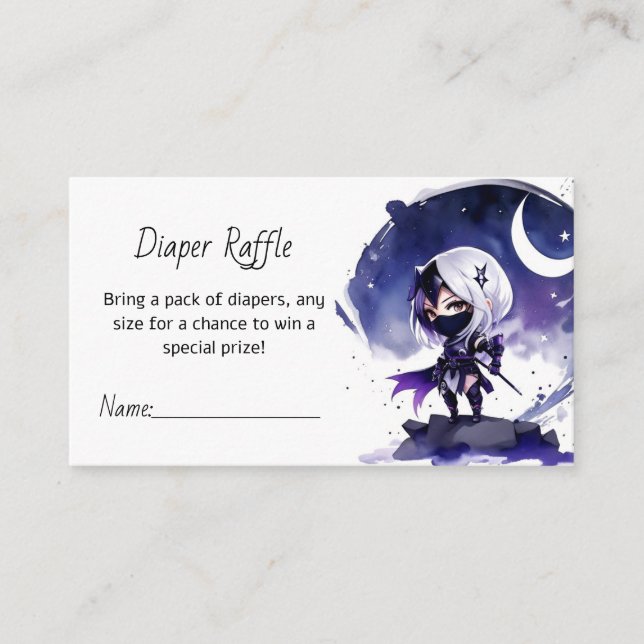 Ninja Baby Shower: Stealthy Diaper Raffle Enclosure Card (Front)
