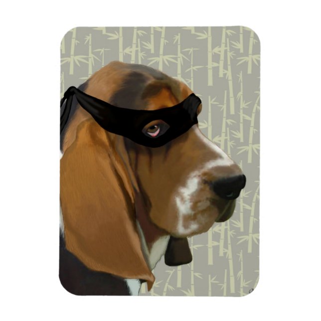 Ninja Basset Hound Dog Magnet (Vertical)