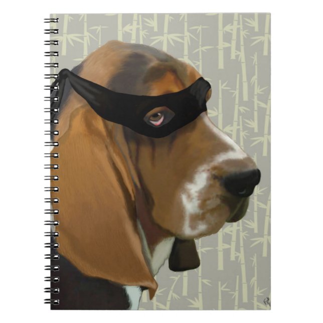 Ninja Basset Hound Dog Notebook (Front)
