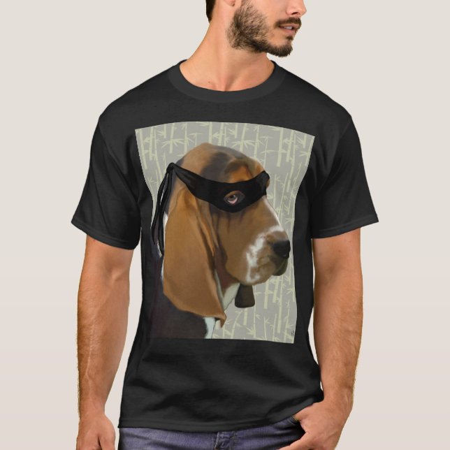 Ninja Basset Hound Dog T-Shirt (Front)