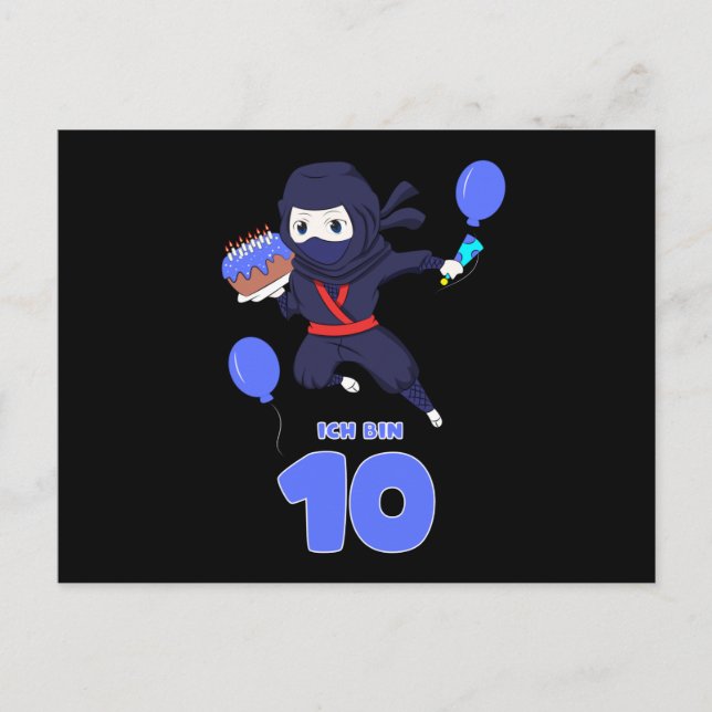 NINJA BIRTHDAY 10 10th Birthday Boy Comic Lover Postcard (Front)