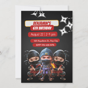 Ninja Birthday Bash:Fun& Stealth Party  Invitation