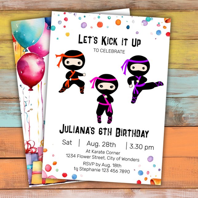 Ninja Birthday Invitation - Girls Ninja Party (Creator Uploaded)