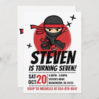 Ninja Birthday Invitation, Ninja Warrior Invite