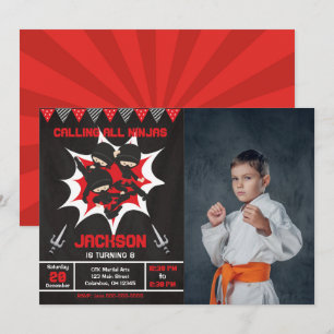 Ninja Birthday Karate Ninja Party Photo  Invitation