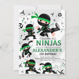 Ninja Birthday Party Invitation Karate Party Green
