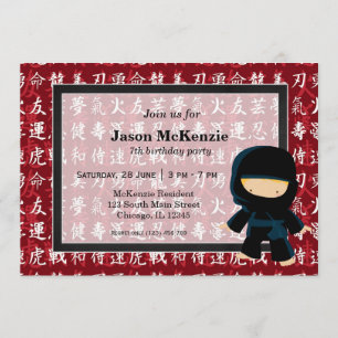 Ninja birthday theme invitation
