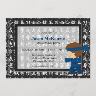 Ninja birthday theme invitation
