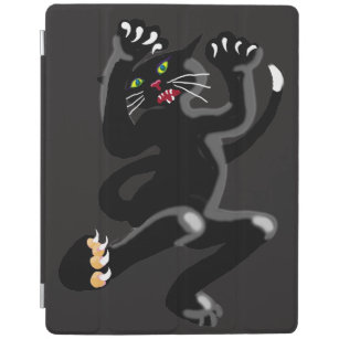 Ninja black cat attacking iPad cover