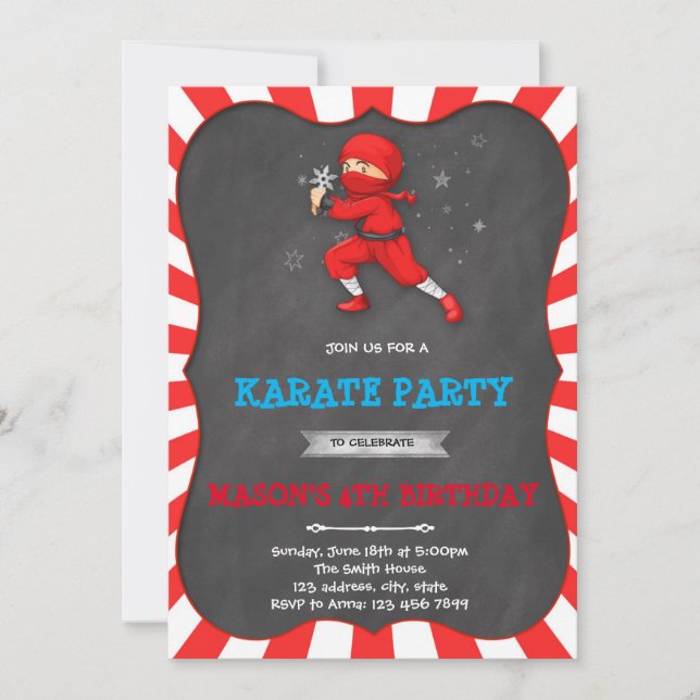 Ninja boy birthday party Invitation (Front)