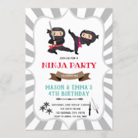 Ninja boy girl joint birthday Invitation