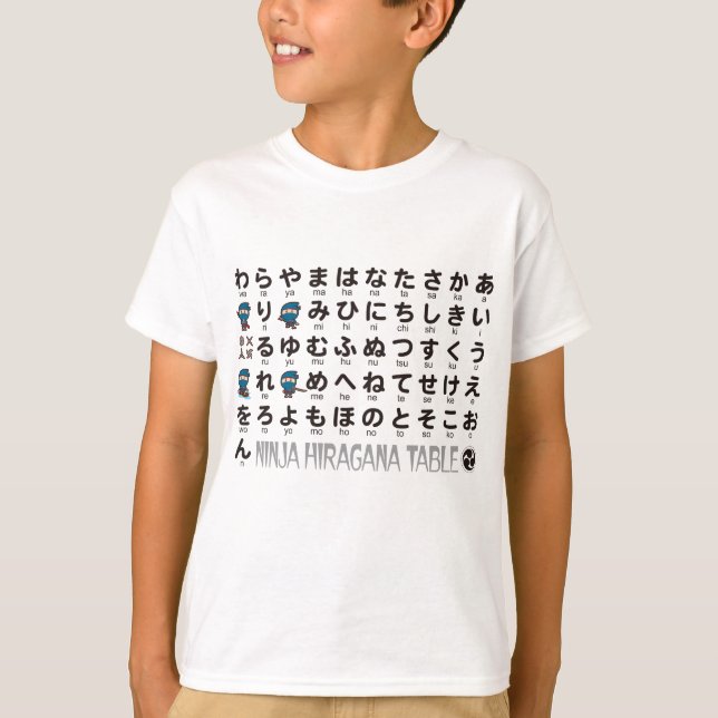 Ninja Boy Japanese Hiragana table T-Shirt (Front)