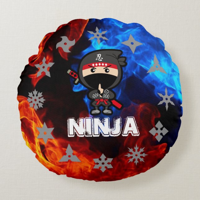 Ninja Boy Round Cushion (Front)
