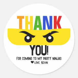 Ninja Bricks Building Blocks Birthday Thank You Classic Round Sticker