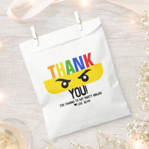 Ninja Bricks Building Blocks Birthday Thank You Favour Bags