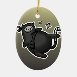 Ninja Cat Ceramic Tree Decoration