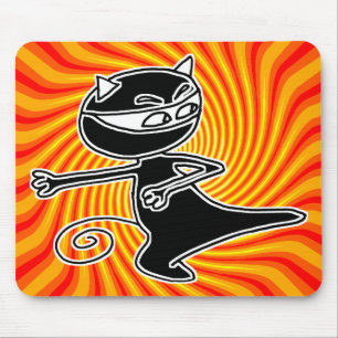 Ninja Cat Firekick Mousepad