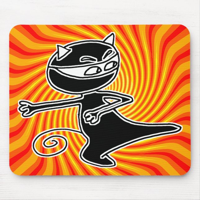 Ninja Cat Firekick Mousepad (Front)