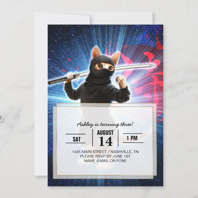 Ninja Cat in space.                                Invitation (Front)
