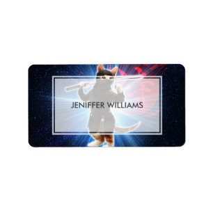 Ninja Cat in space. Label