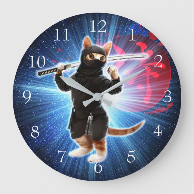 Ninja Cat in space.                                Large Clock (Front)
