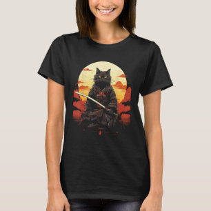 Ninja Cat Samurai Sword Meow Warrior T-Shirt