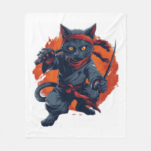 Ninja Cat Stealth Fleece Blanket