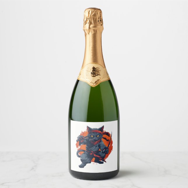 Ninja Cat Stealth Sparkling Wine Label (Front)