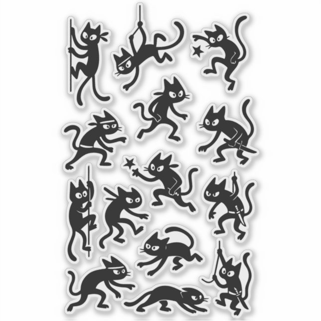 Ninja Cats Sticker Pack – Funny Stealthy Cat Warri (Front)