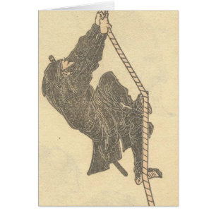 Ninja Climbing a Rope circa 1800s Japan
